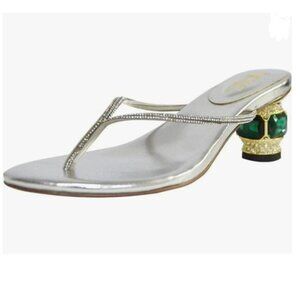 Silver Crystal Heel Sandals Casual Flip Flops Open Toe Daily Wearing Slippers